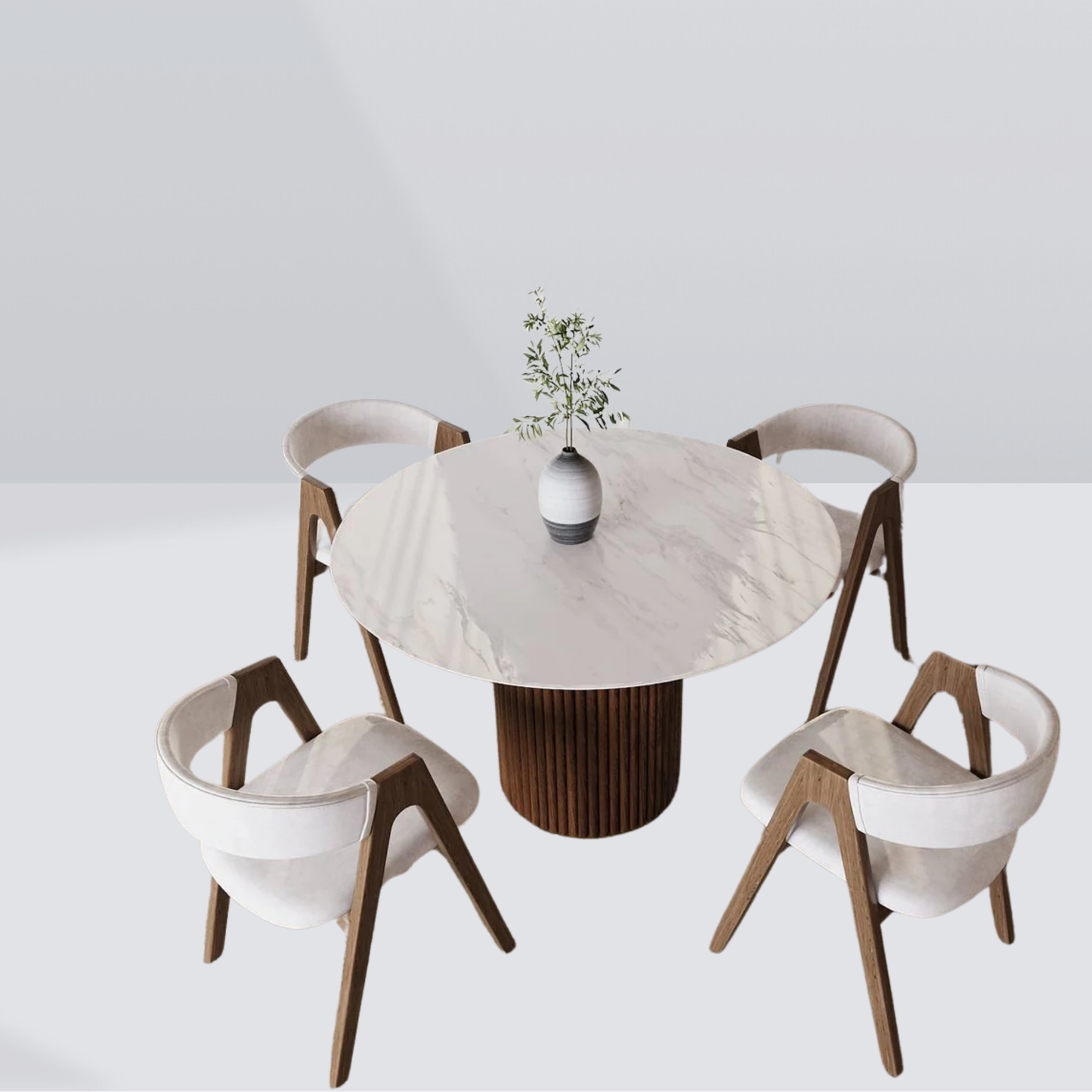 Lunara Brown Marble Dining Table - 4 Seaters