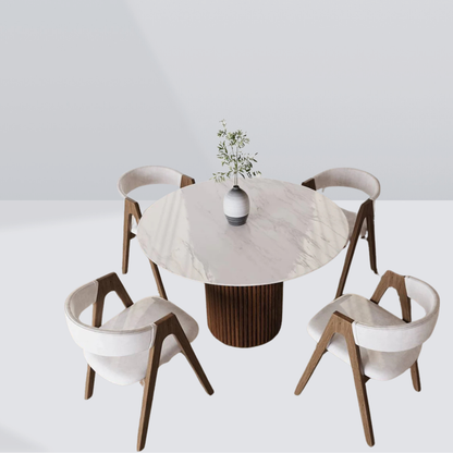 Lunara Brown Marble Dining Table - 4 Seaters